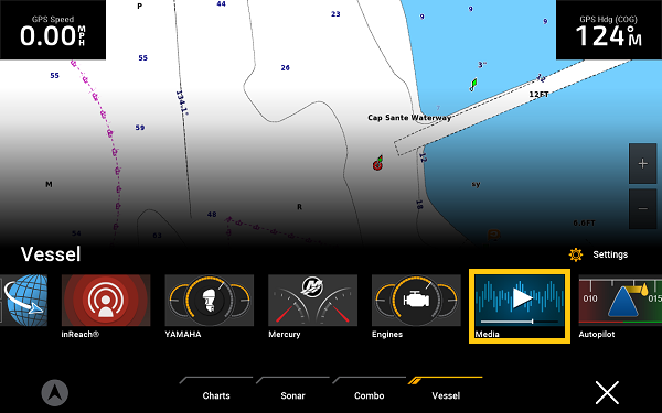 vessel screen - media button highlighted
