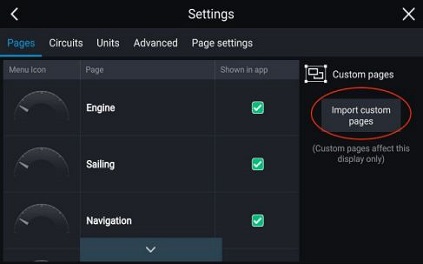 import custom pages circled