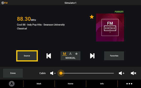 media screen - source button highlighted