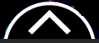 White carat icon on black background with white semicircle above