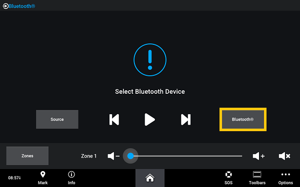 bluetooth media screen - bluetooth highlighted