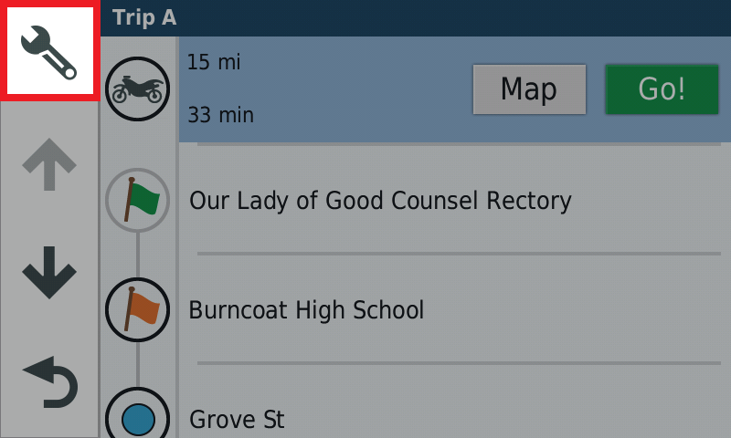 PND zumo 595 - Trip Planner - edit trip options