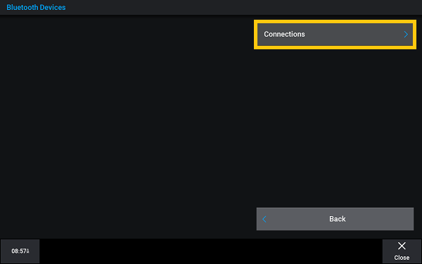 bluetooth screen - connections highlighted