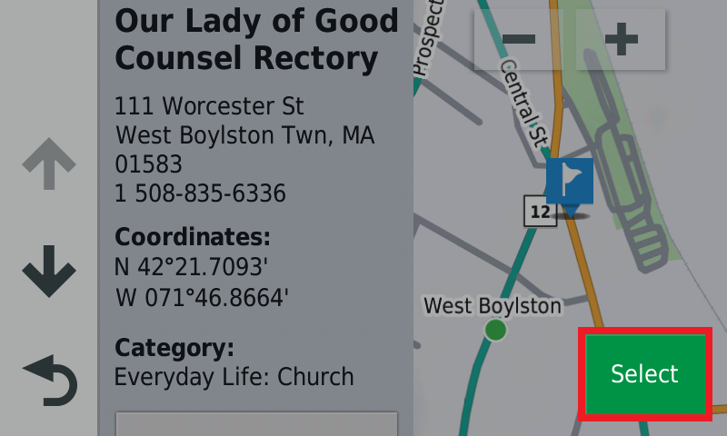 PND zumo 595 - Trip Planner - select location
