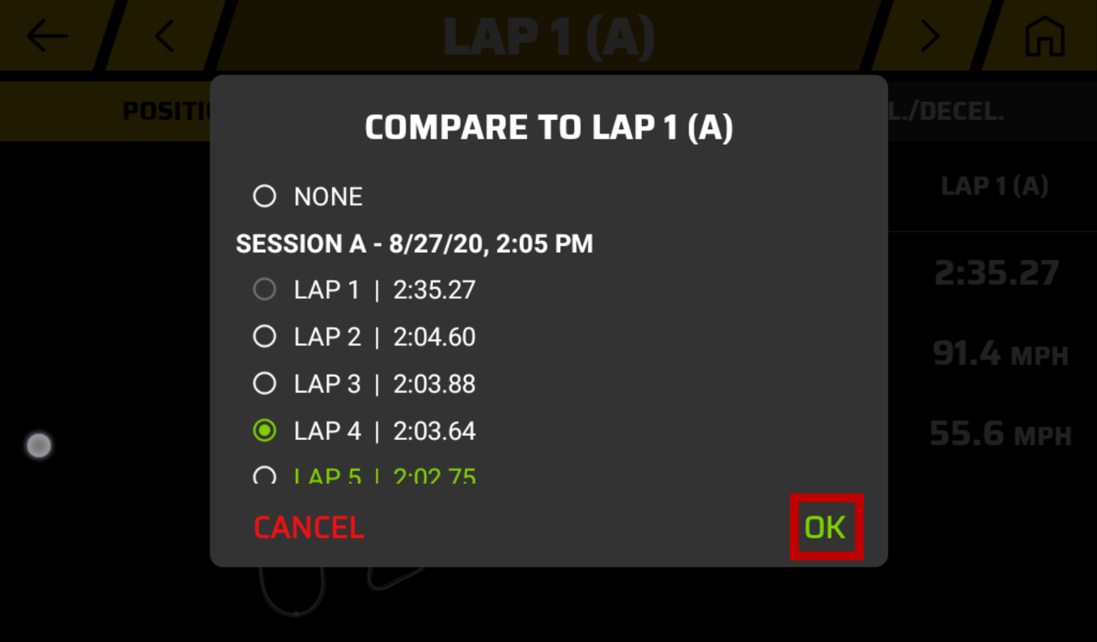 Catalyst Compare To Screen with Lap Highlighted
