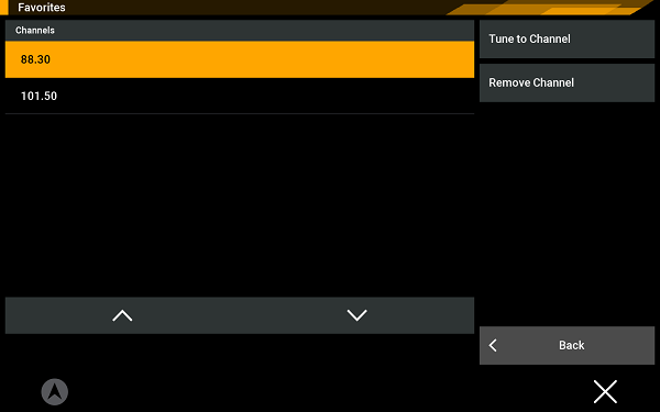 media - favorites screen