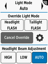 Edge 820 Light Network Widget page with Light Mode set to auto