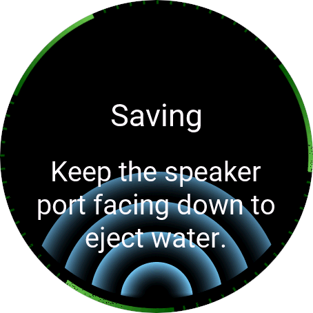Water ejection screen with text on black background