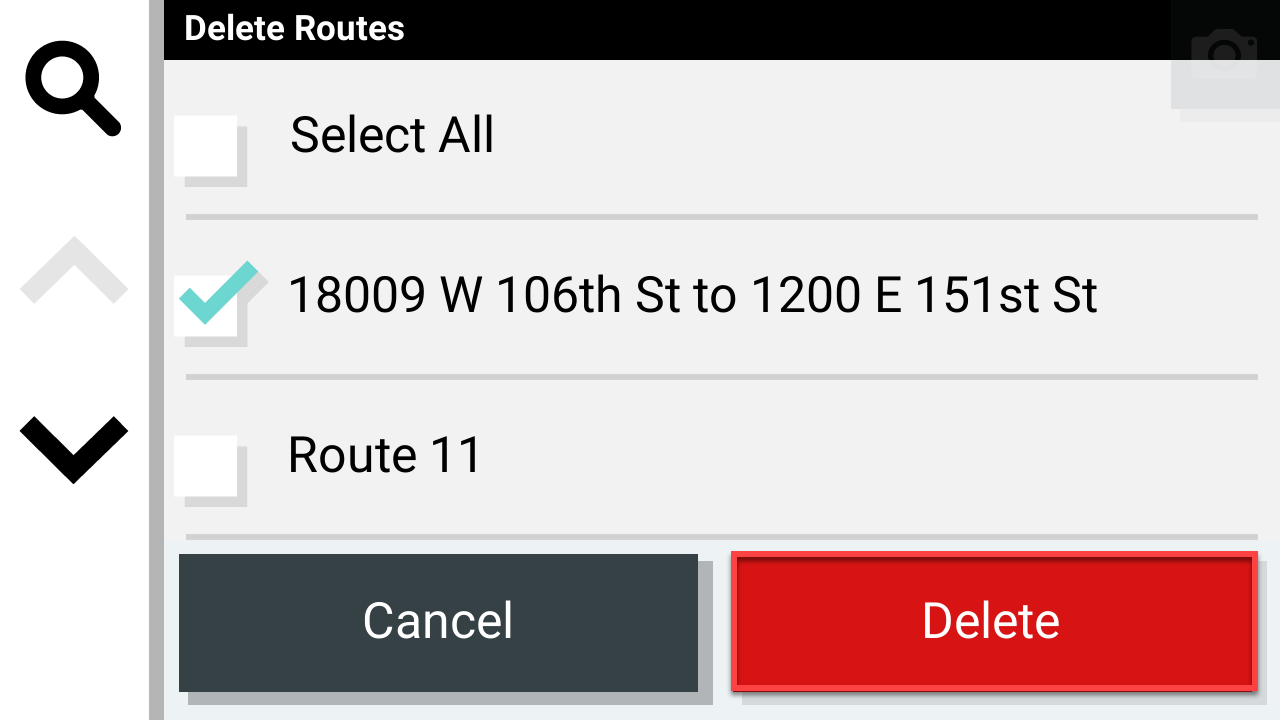 Choose and Delete routes Tread