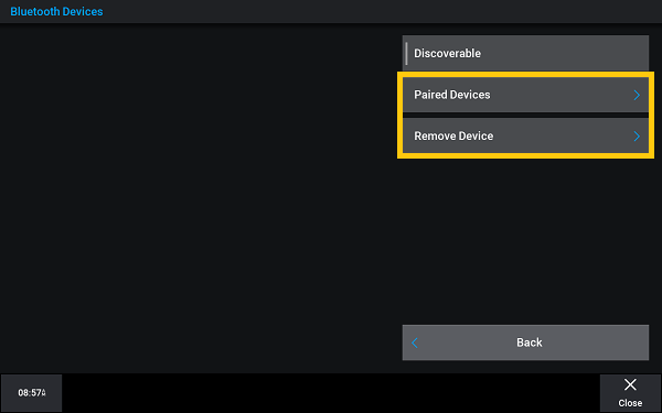 paired devices and remove device highlighted