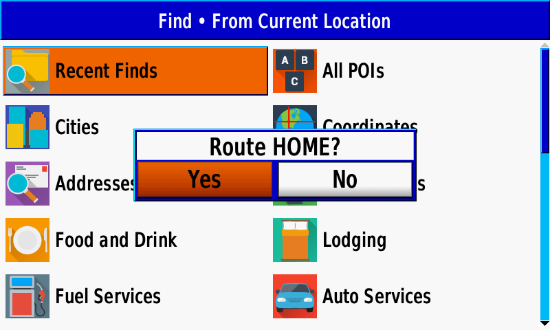 Route Home Menu