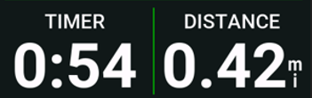 Timer with the current length of the activity next to distance reporting field