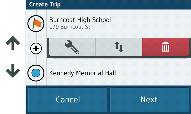 PND zumo 595 - Trip Planner - location options