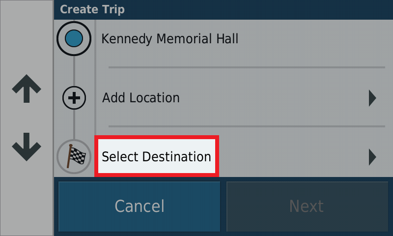 PND zumo 595 - Trip Planner - select destination