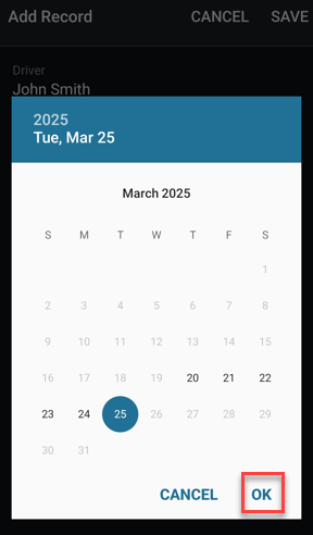 Android Calendar OK