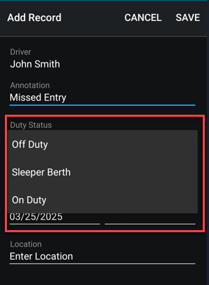 Android Duty Status