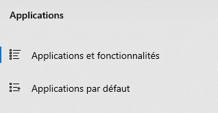 Applications et fonctionnalités