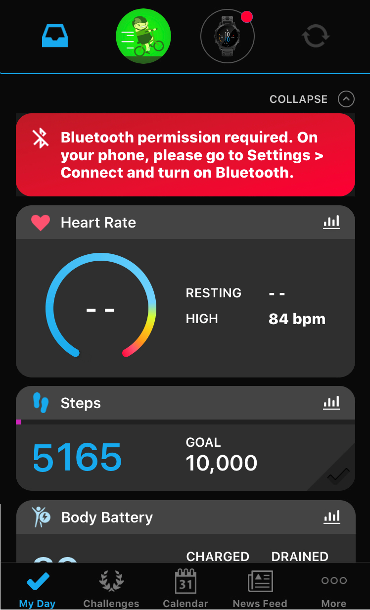 Capataz Paciencia Inmunidad Recibo un Mensaje de Permiso Bluetooth Requerido en la Aplicación de Garmin  Connect | Centro de Asistencia Garmin