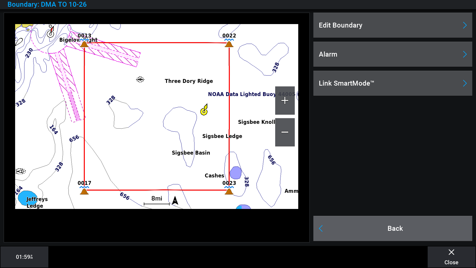 Boundary box placed on chart to highlight DMA for awareness.