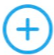 Blue plus sign within a blue circle