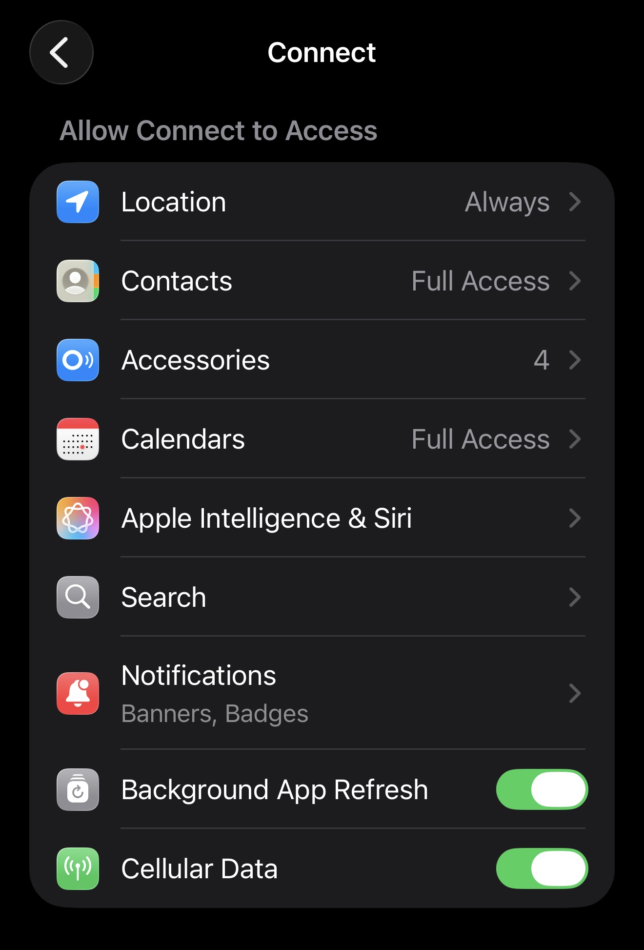 Garmin Connect app smartphone notifications settings screenshot