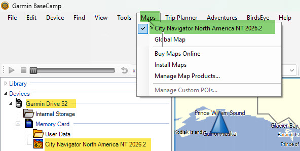 To Find the BaseCamp and Device Map Version