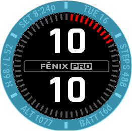 Fēnix 7 Pro watch face digital time with touchscreen zones