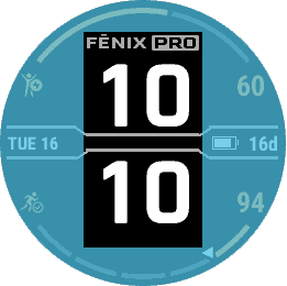 Fēnix 7 Pro watch face digital time with touchscreen zones