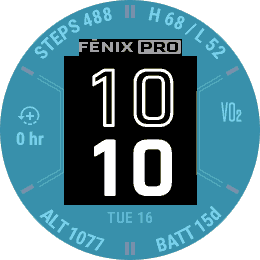 Fēnix 7 Pro watch face digital time with touchscreen zones