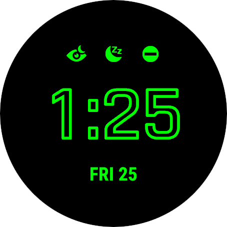 Green numbers and watch face symbols