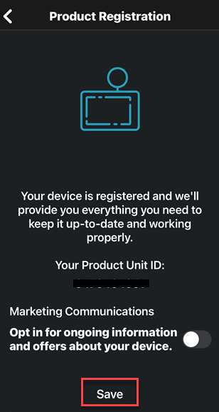 Drive App Save Product Registration