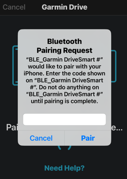 Drive Bluetooth Pairing Request
