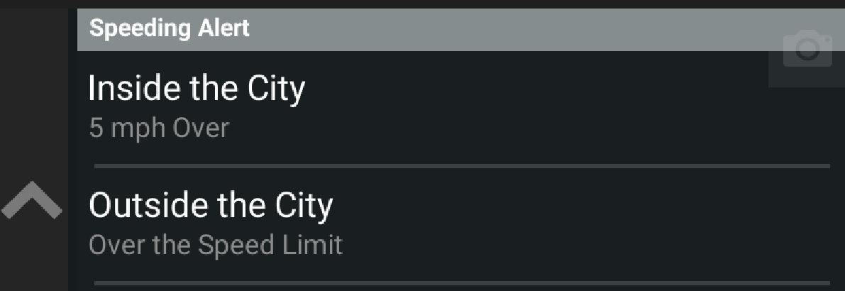 EU Speeding Alert Settings