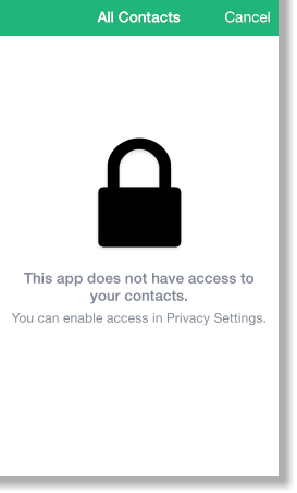 This app does not have access to your contacts message