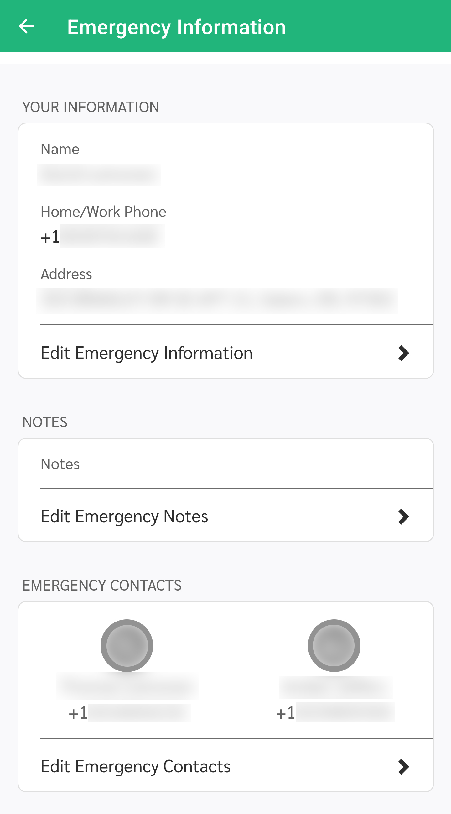 Earthmate Edit Emergency Information