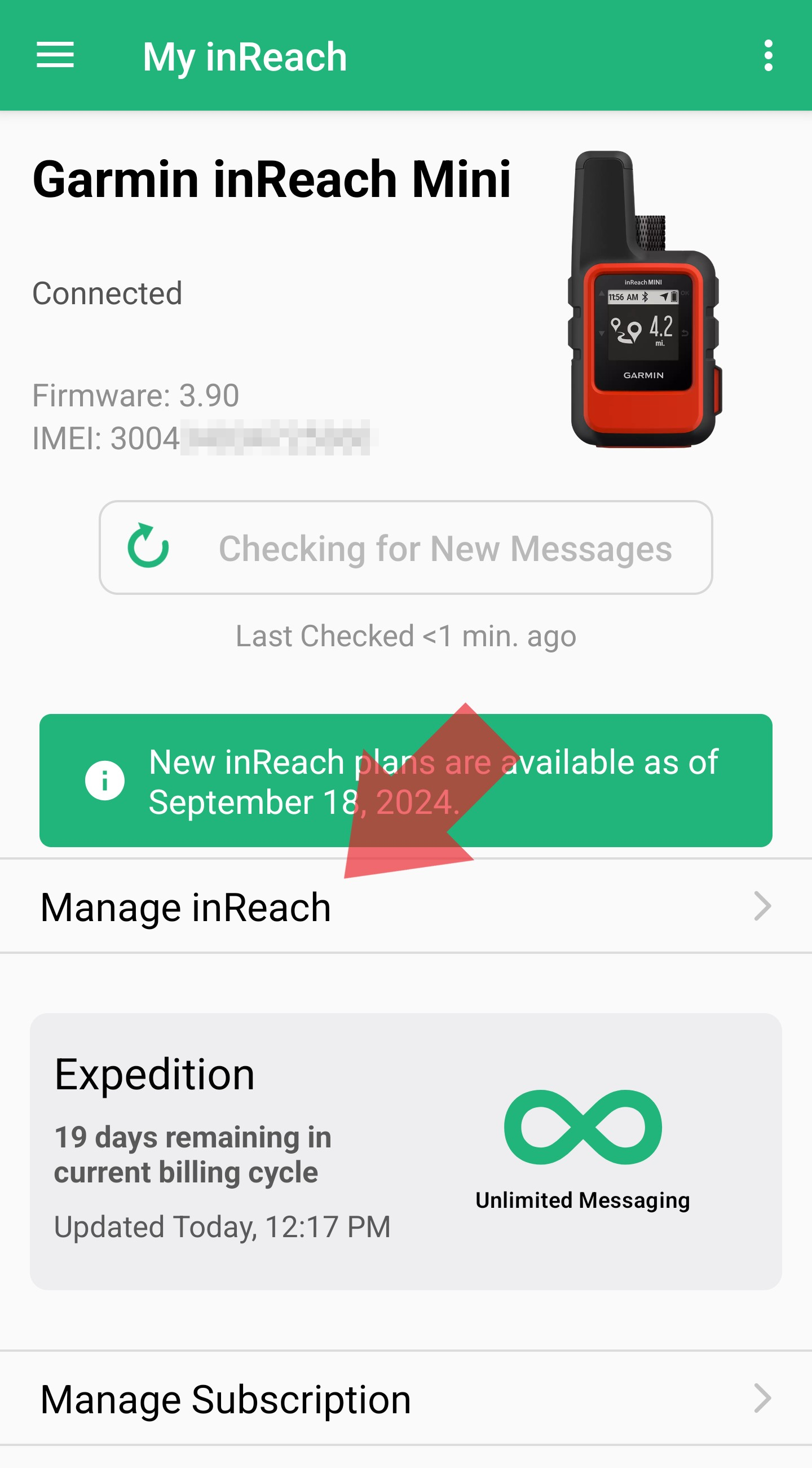 Earthmate Manage inReach
