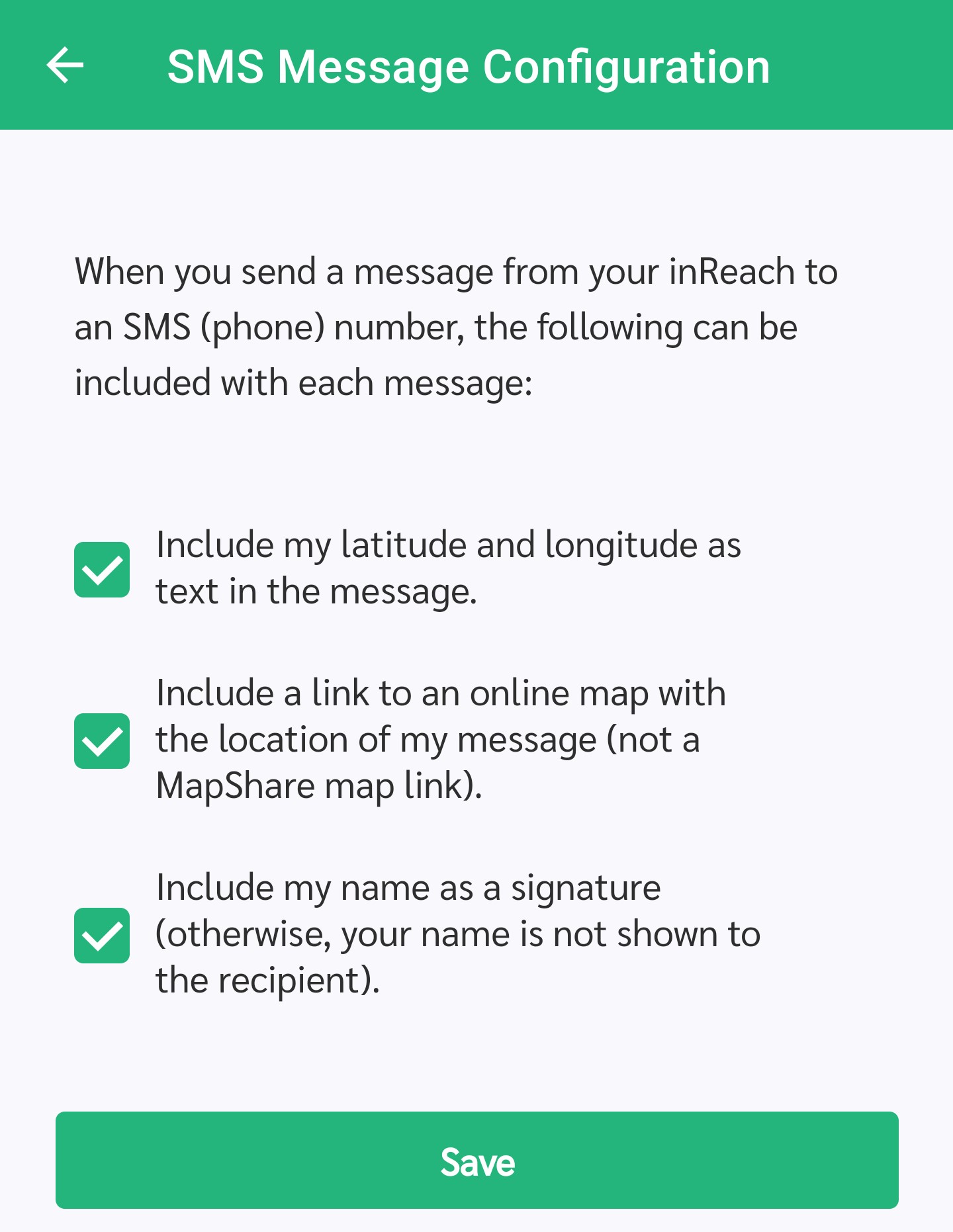 Earthmate SMS Configuration