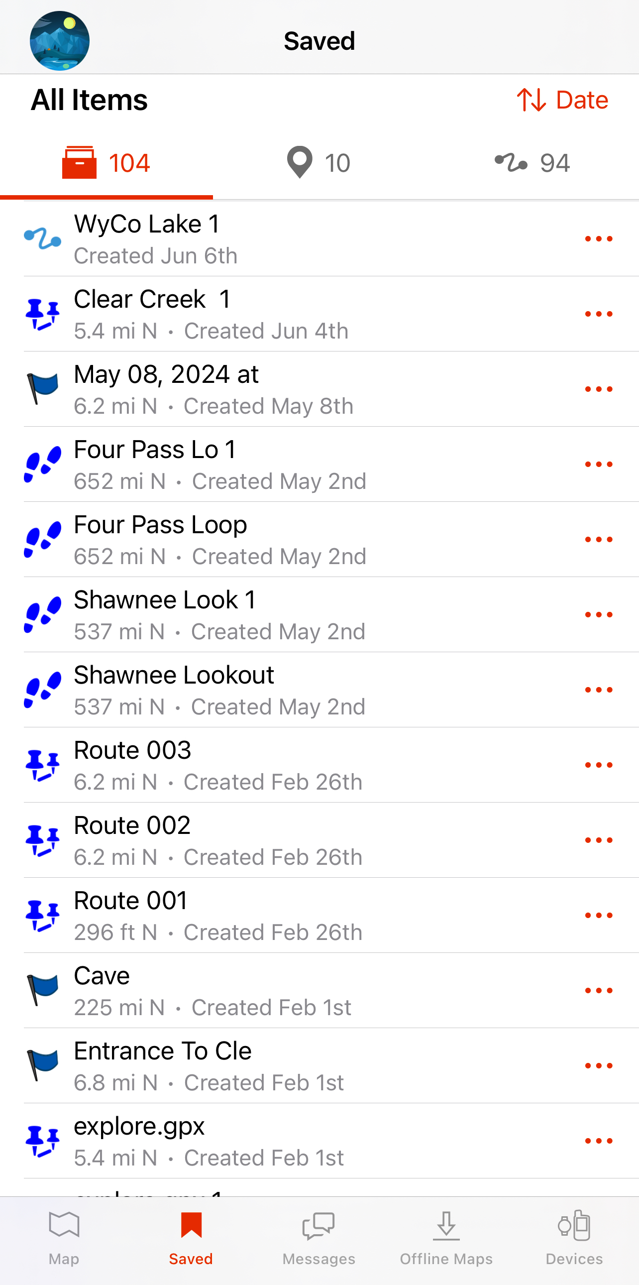 Garmin Explore App Saved All Items