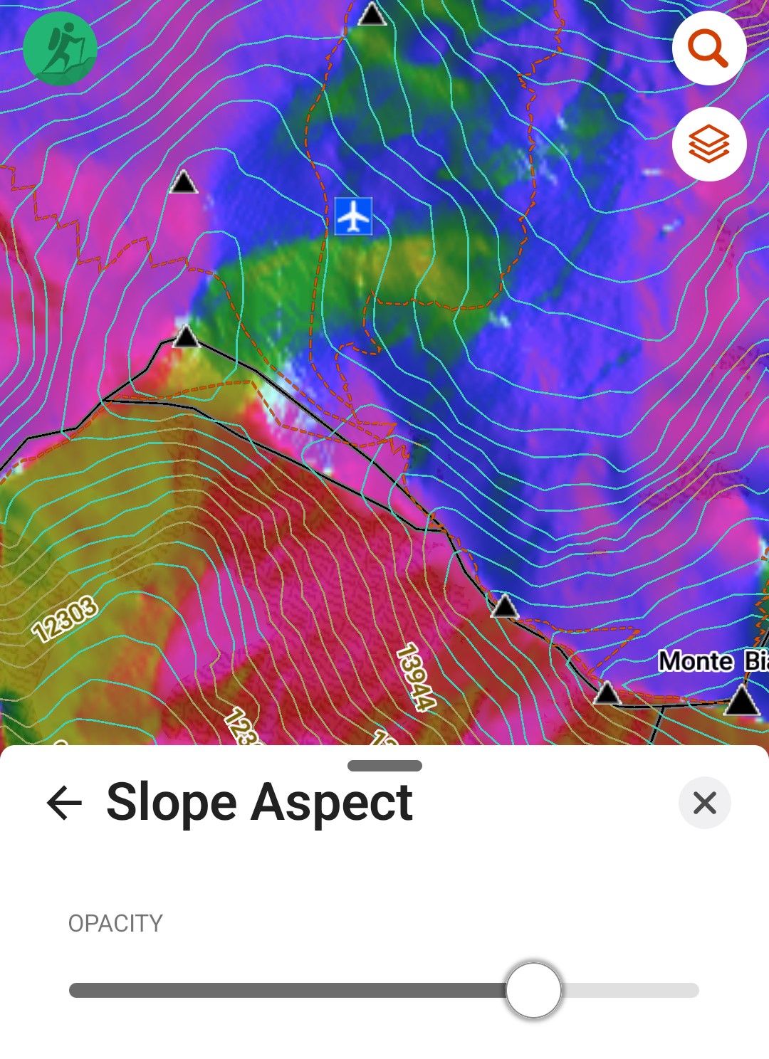 Explore App Slope Aspect Settings
