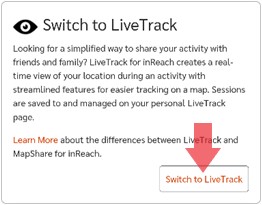 Messenger app Switch to LiveTrack