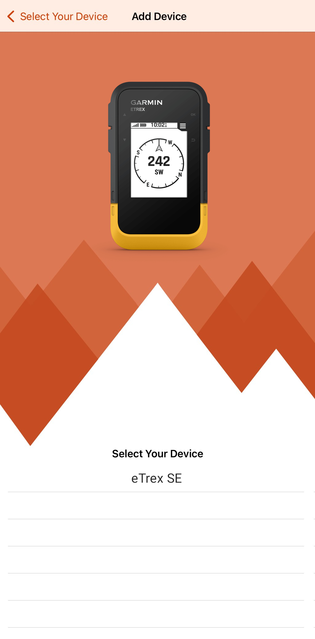 Explore iOS Select Your eTrex SE