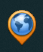 earth surrounded by orange pin pointer