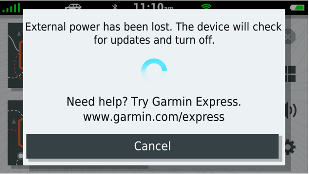 Garmin Device Not Checking For Updates Turning Off When It Loses External Power | Customer Support