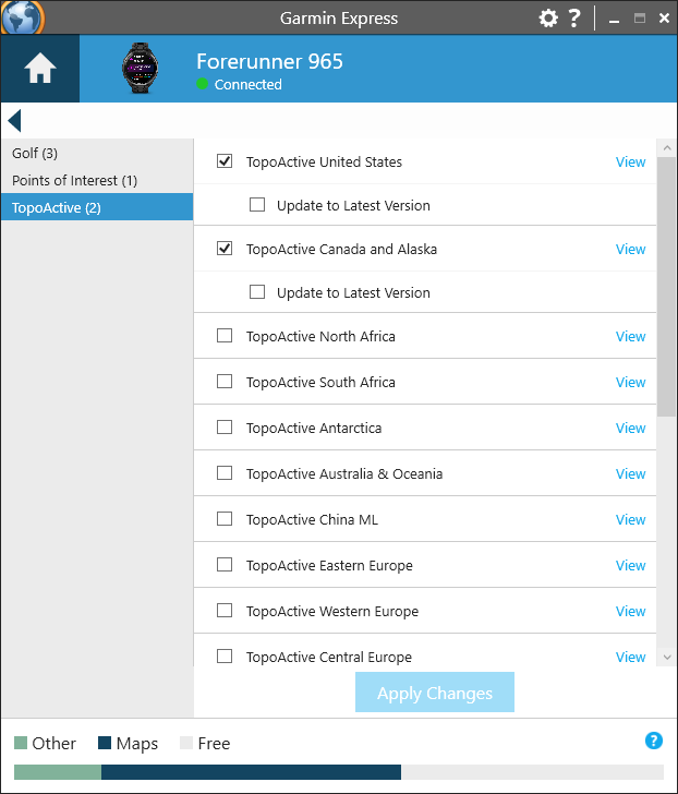 Forerunner 965 Map Manager