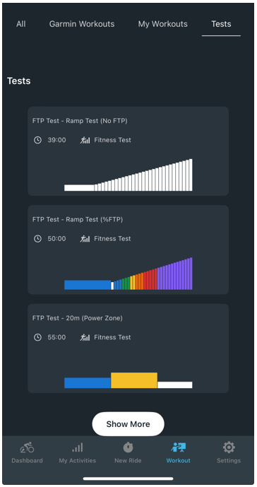 FTP in training app screenshot