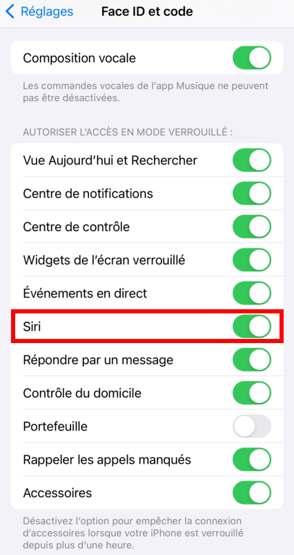 Réglages Face ID et code sur iPhone