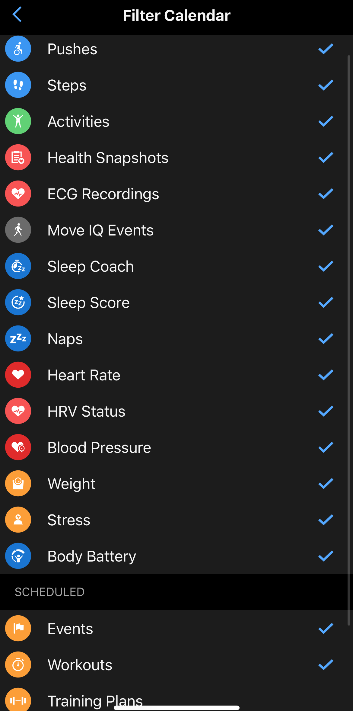 Filter the Calendar Screenshot