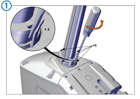 Shows image using flathead screwdriver breaking away the bushing 