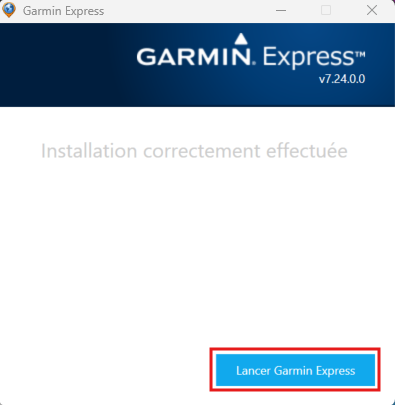 Bouton Lancer Garmin Express
