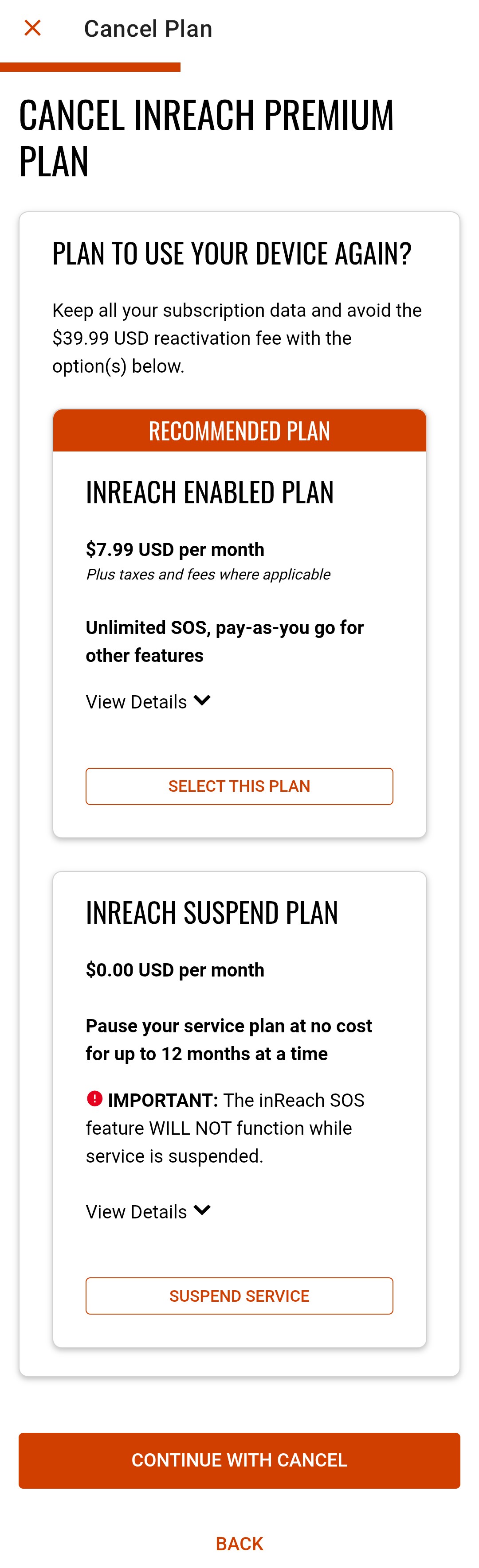 Garmin Messenger Cancel Plan